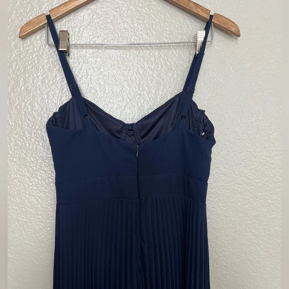 Certainly Lovely Navy Blue Pleated Bustier Maxi Dress - Picture 7 of 9